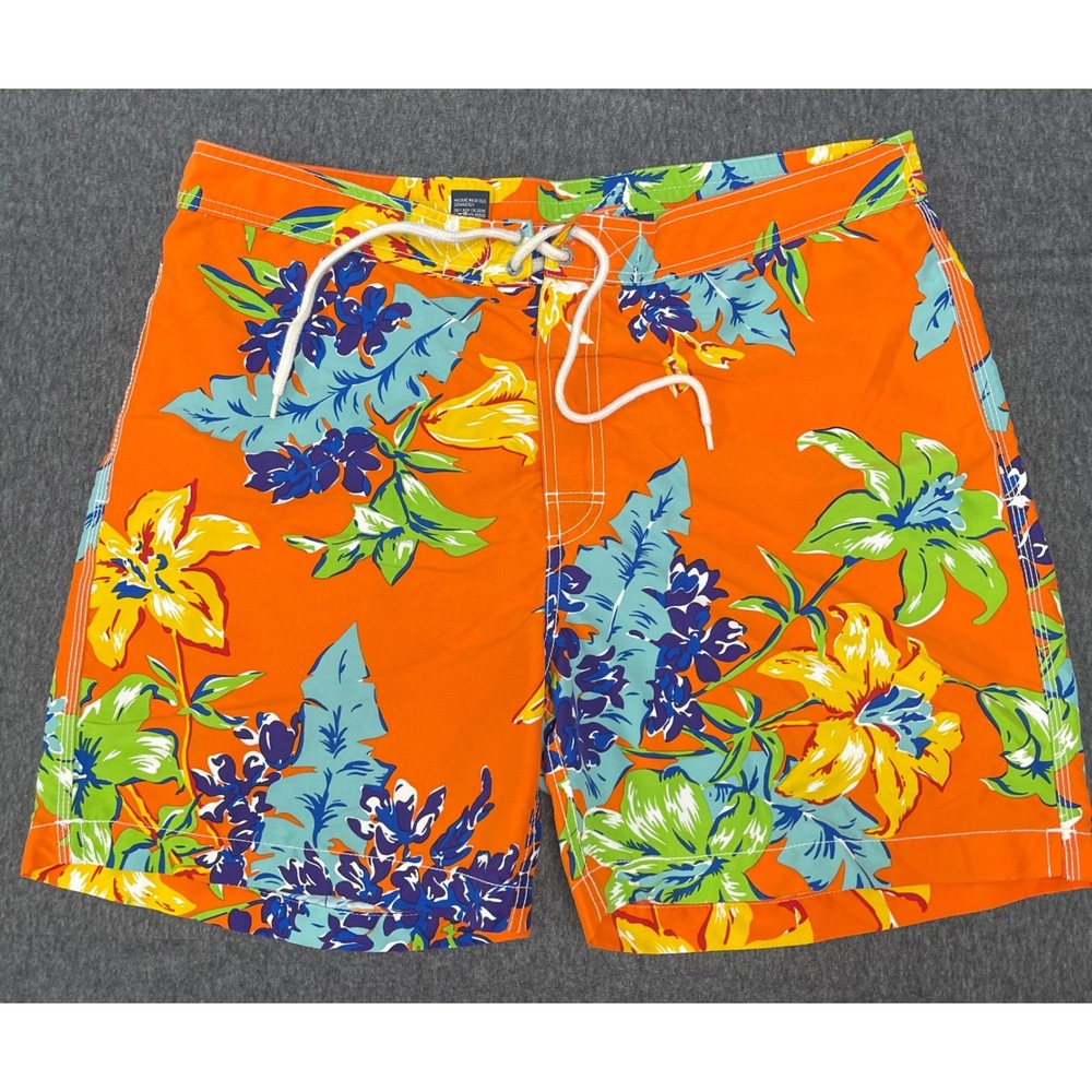 Polo Ralph Lauren Floral Swim Trunks Orange Tropical Beach Shorts L